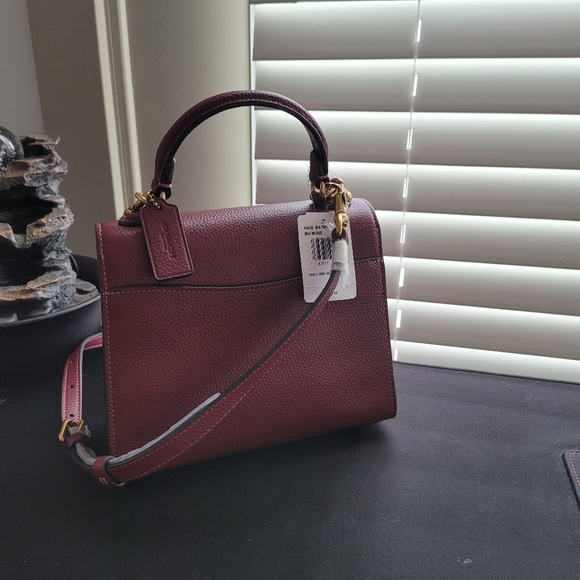 Sold-Tabby Pebbled Leather Flap Bag- Deep Red - Picture 3 of 12
